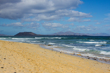 Ocean background. Atlantic horizon. Space landscape, panoramic view. Fuerteventura, Canary island, Spain