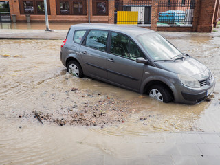 Flooded streets after heavy rains