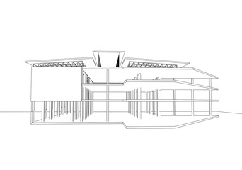 commercial building structure architecture abstract drawing, 3d illustration vector