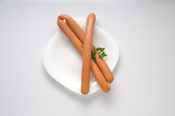 Sausages on a white background