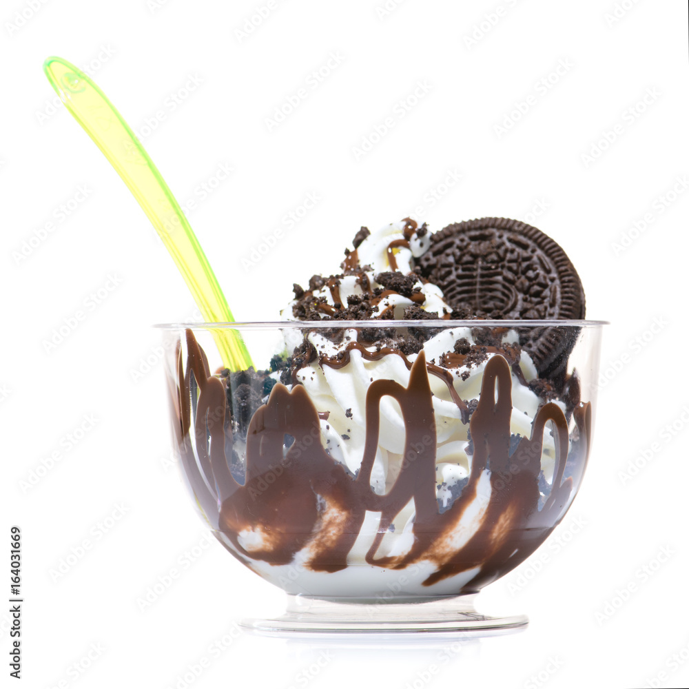 Poster vanilla sundae with chocolate