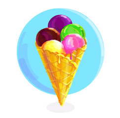 Hand Drawn Vector Illustration of Cute Ice Cream Cone