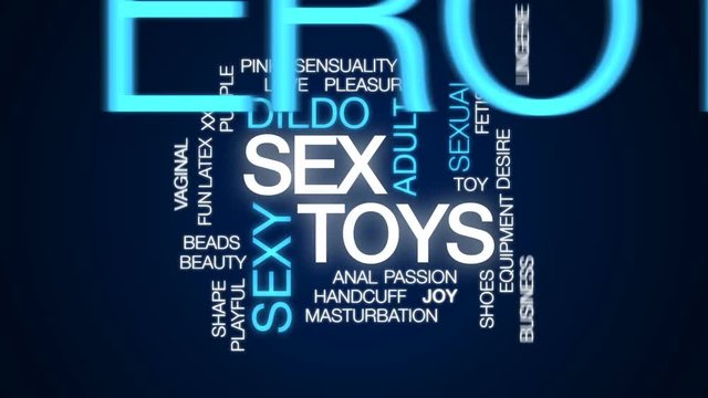 Sex toys animated word cloud, text design animation.