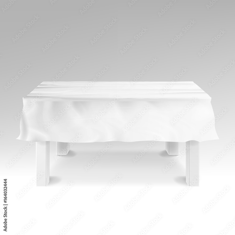 Poster tablecloth vector. realistic empty rectangular table isolated on white.