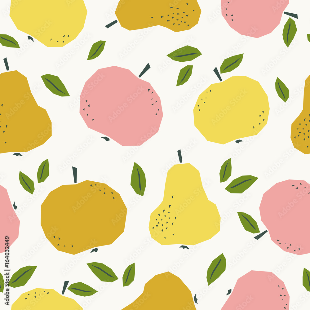 Poster seamless pattern with apples and pears