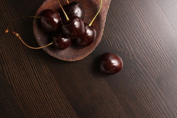 Cherry on a black background