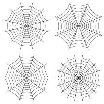 Spider web, vector set of icons.  Cute Gothic style.