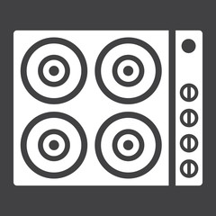 electric hot plate glyph icon, electrical stove and appliance, vector graphics, a solid pattern on a black background, eps 10.