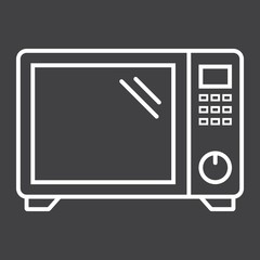Microwave oven line icon, household and appliance, vector graphics, a linear pattern on a black background, eps 10.
