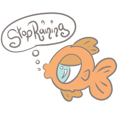 Cartoon Fish Stop Raining Illustration Vector 