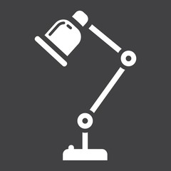 Desk lamp solid icon, table lamp and appliance, vector graphics, a glyph pattern on a black background, eps 10.