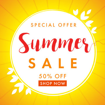 Summer sale special offer banner. End of Summer Sale banner vector design template discount