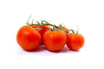 Bunch of red tomatoes on white background