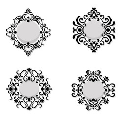 Vintage mirror frames set. Vector collection of round and square vintage frames, design element