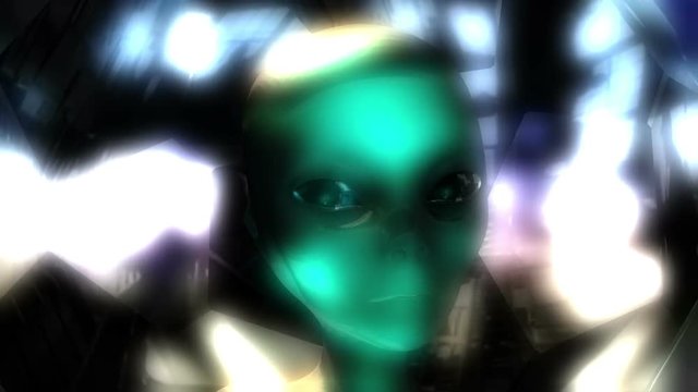 Digital 3D Animation of an Alien Head