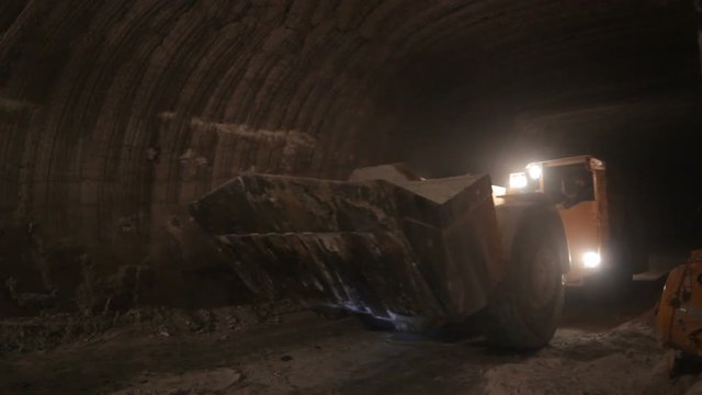 Motion Aside to Underground Tunnel and Driving Dumper