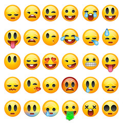 Set of emoticons, emoji isolated on white background
