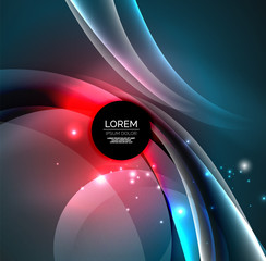 Digital illustration, glowing waves and circles