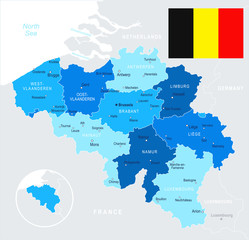 Obraz premium Belgium - map and flag illustration