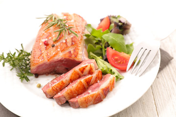 grilled duck breast slices
