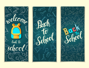Naklejka premium Design Web banners. Hand written trendy quote 'Back to school