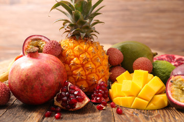 selection of exotic fruits