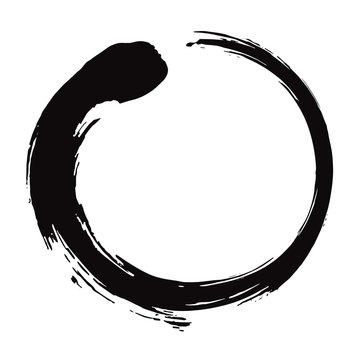 Enso Zen Circle Brush Black Ink Vector Illustration 