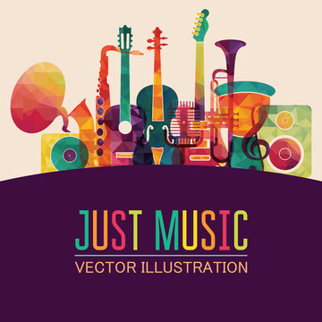 Colorful music background. Vector illustration