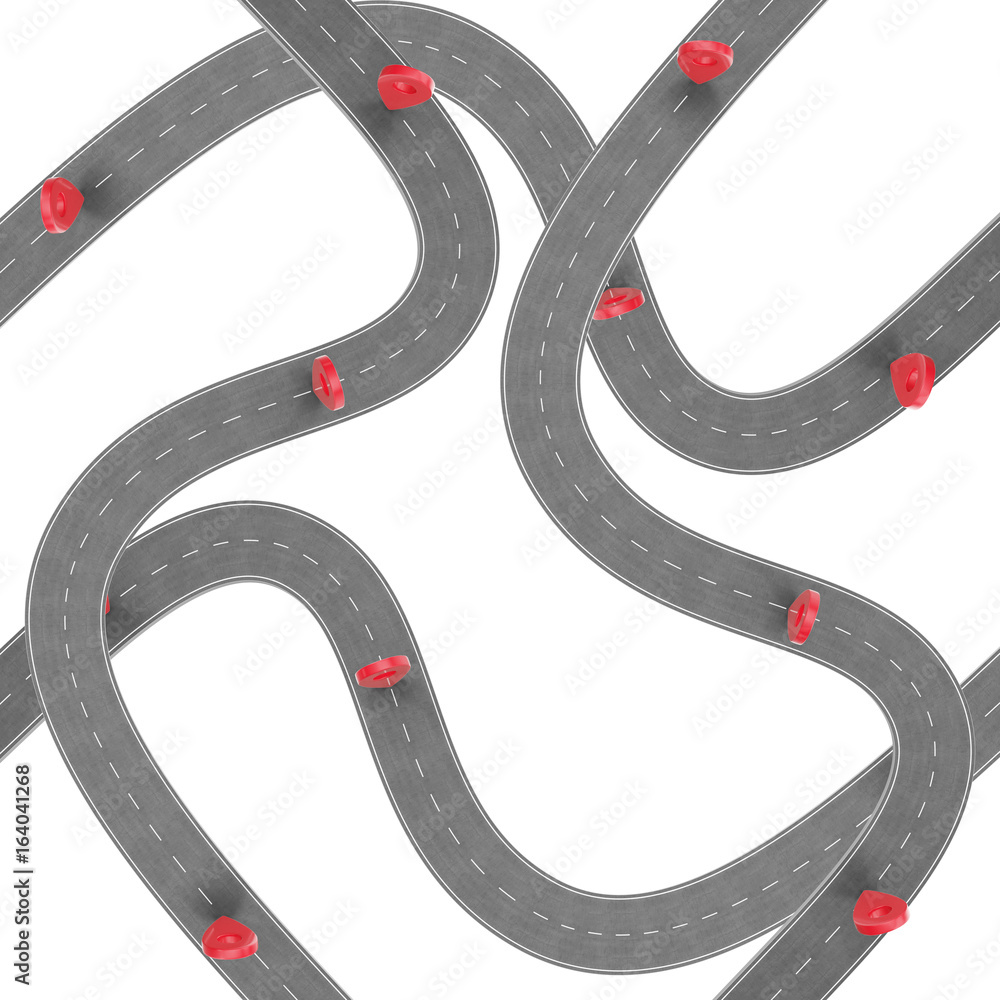 Fototapete road infographic with pin pointer. navigation concept with pin pointer. map marker pointer on road m