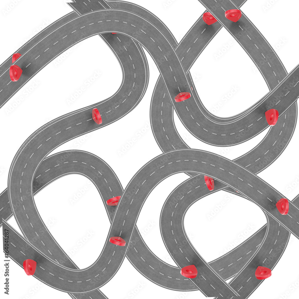 Fototapete road infographic with pin pointer. navigation concept with pin pointer. map marker pointer on road m