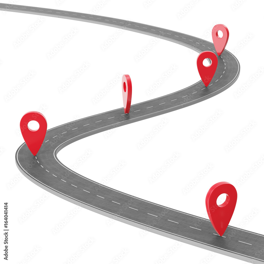 Fototapete road infographic with pin pointer. navigation concept with pin pointer. map marker pointer on road m