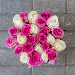 bouquet of roses in a road