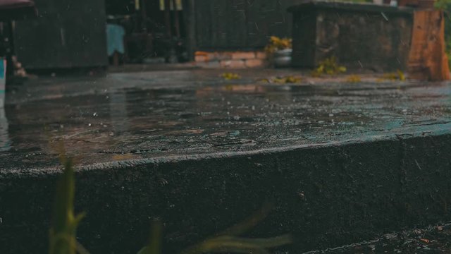 Rain on stairs