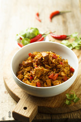 Spiced rice with chicken and vegetables