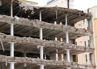 The Empty Shell of a Building Being Demolished.