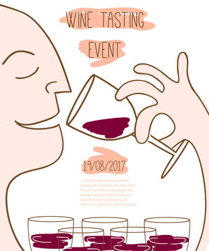 Wine tasting event template. Vector illustration