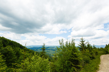Mountain road to mountain peak landscape