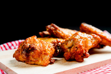 fried chicken wings on table