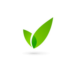 Eco leaves check mark logo icon design template elements