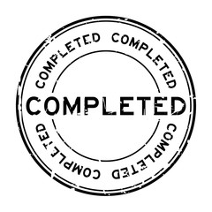 Grunge black completed round rubber seal stamp on white background