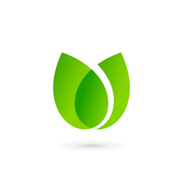 Eco leaves tulip logo icon design template elements
