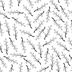Obraz premium Seamless pattern from the black branches on the white background