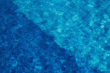 Clean blue water of the swimming pool, nobody. Water waves in the Swimming pool background.