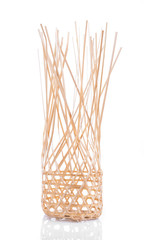 Bamboo basket on white