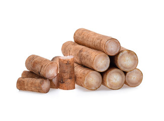 Burdock roots isolated white background.