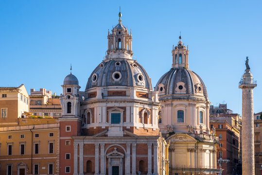 The domes of piazza venezia in Rome, Italy