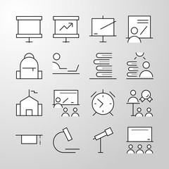 Education, school, University thin line vector icon.