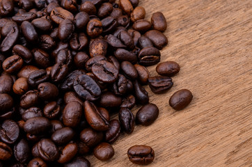 Coffee beans on wooden