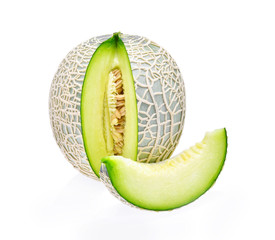 green melon isolated on white background
