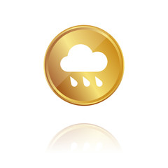Regenwolke - Gold Münze mit Reflektion
